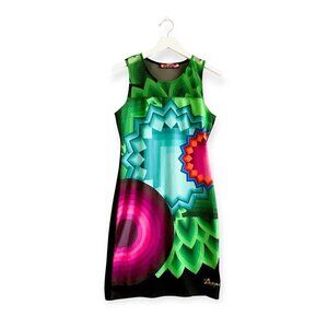 Desigual Multi-color Graphic Print Bodycon Dress, Size M